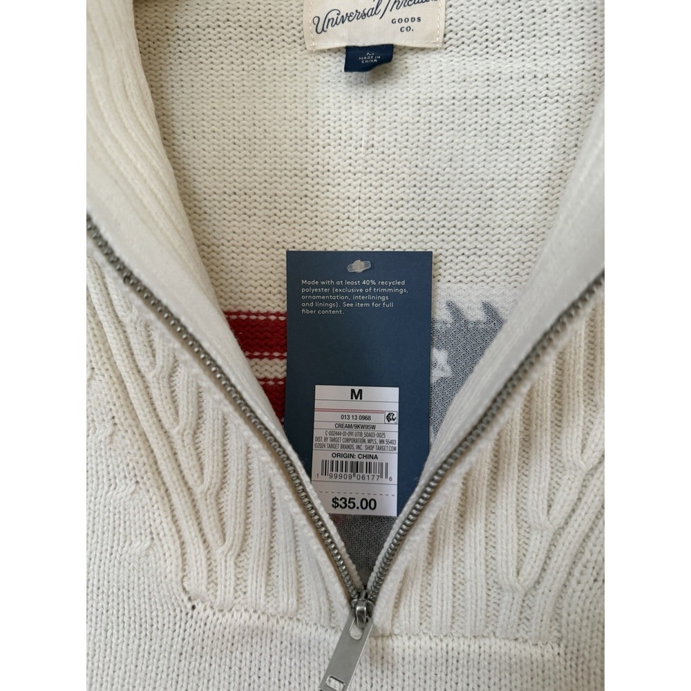Women's Universal Thread Cream Collard American Flag Pullover Sweater Medium NWT - Picture 4 of 5